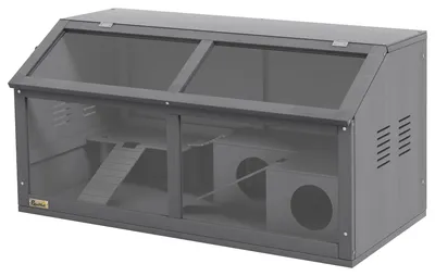 Produktbild von PawHut Hamsterkäfig, Kleintierkäfig aus Holz mit Hängebrücke, Leitern, Hütte