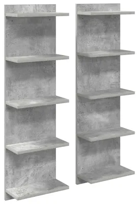 Image de Étagères murales, 2 pièces, gris béton, 30 x 15 x 100 cm