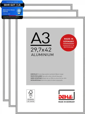 Obrázek produktu pro DEHA Design rámeček na obrázky Boston (sada 3 ks), A3 29,7x42 cm, hliníkový stříbrný matný