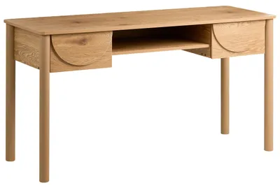 Produktbild von BELIANI Schreibtisch Hellbraun MDF 140 x 50 cm mit Schubladen Stauraum Skandinavischer Stil für Homeoffice Bürotisch