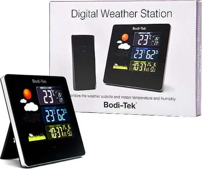 Productafbeelding van Bodi-Tek BT-HGWS, zwart, binnenthermometer, buitenthermometer, thermometer, 0 - 50 °C, 32 - 122 °F, -19,9 - 59,9 °C