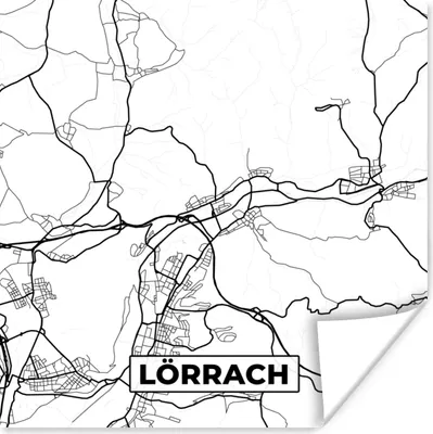 Produktbild von MuchoWow® Poster Karte - Lörrach - Stadtplan 75x75 cm - Wand Dekoration
