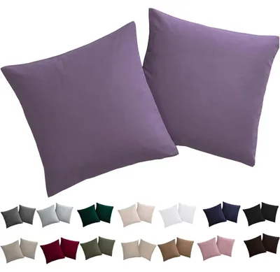 Obrázok produktu pre Poťahy na vankúše, 80x80 cm, 2 kusy, sivofialovej farby, 100% mikrovlákno, nežehliace, so zipsom
