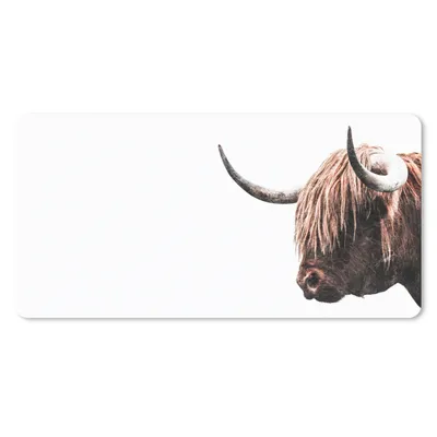 Produktbild von MuchoWow® Schreibtischunterlage Schottischer Highlander - Tiere - Horn - Weiß 80x40 cm - XXL Mauspad - Gaming Mauspad