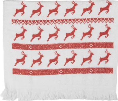 Produktbild von Clayre & Eef Gästehandtuch 40x66 cm Weiß Baumwolle Hirsch