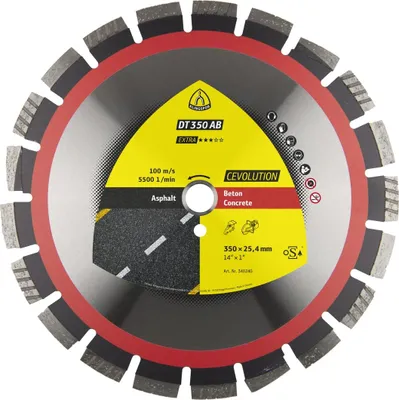 Produktbild von Klingspor DT 350 AB Diamanttrennscheiben, 450 x 3,7 x 25,4 mm 28 Segmente 40 x 3,7 x 12 mm, Weitverzahnt