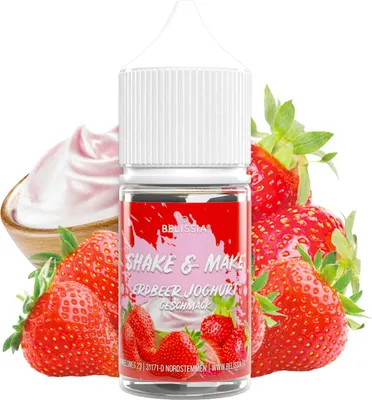 Produktbild von Belissia Shake and Make Erdbeer-Joghurt - 30 ml hochdosiertes Lebensmittelaroma - zum Nachfüllen - Für Backen, Speisen, Getränke, Shakes, DIY uvm