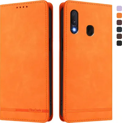 Produktbild von Hülle für Samsung Galaxy A20E / A10E, Retro Kunstleder Ständer Klapphülle mit Kartenfächer und Magnetische Orange
