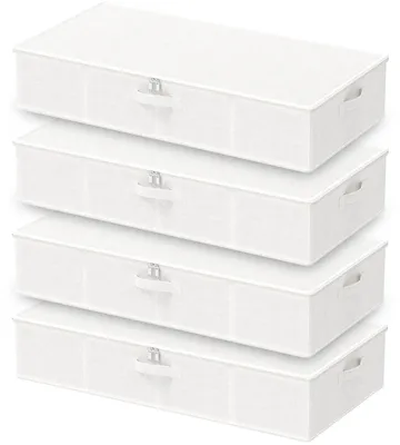 Immagine prodotto di Contenitori robusti, 4 pezzi, 80 x 40 x 15 cm, bianchi, ideali per la camera da letto