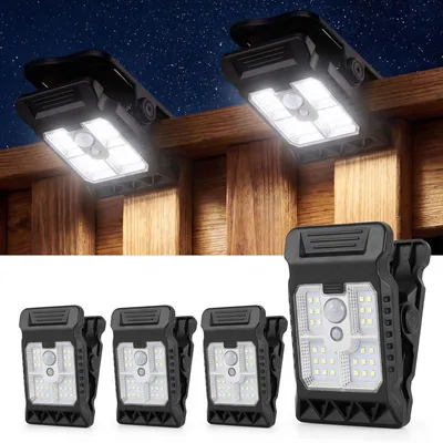 Solar-Außenleuchten mit Clip & Bewegungsmelder, 4er-Set, IP65, schwarz