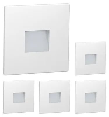 Imagen del producto de ledscom.de: 5 luces LED para escaleras/focos empotrables para pared, aptos para interior y exterior, tipo downlight, de forma cuadrada, 85 x 85 mm, luz blanca cálida