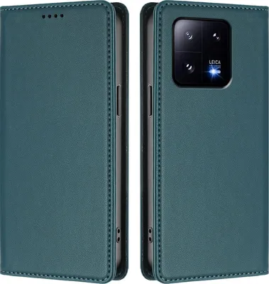 Produktbild von Handyhülle für Xiaomi 13 Pro, Kunstleder Klapphülle Stoßfeste Magnetische Hülle mit Ständer Grün
