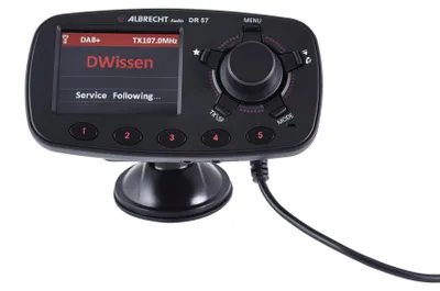 Produktbild von Albrecht DR 57, 87,6 - 107,9 MHz, LCD, 6,1 cm (2.4"), Bluetooth, Zigarettenanzünder, Gleichstrom, 12 - 24 V