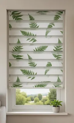 Produktbild von Doppelrollo Klemmfix Ohne Bohren Duo Rollo 90 x 150cm Blätter Motiv Seitenzug Kette