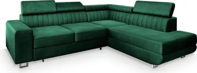 Produktbild von Masseno Ecksofa NOLA R-S mit Schlaffunktion L-Form, Sofa mit Bettkasten, Wohnzimmersofa, Couch, Soffa, Bettsofa, Couchgarnitur- Grün, MONOLITH 37