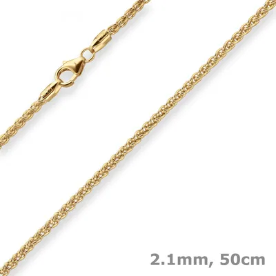 Produktbild von 2,1mm Zopfkette Goldkette Collier Halskette aus 375 Gold Gelbgold 50cm
