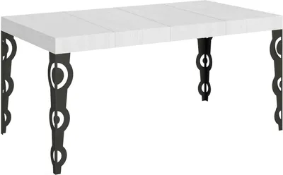 Produktbild von Ausziehbarer Tisch 90 x 140/244 cm, Gestell Karamay Premium Weiß Esche Anthrazit