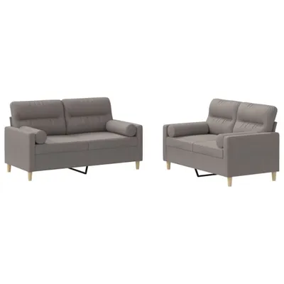 Produktbild von vidaXL 2-tlg. Sofagarnitur mit Kissen Taupe Stoff