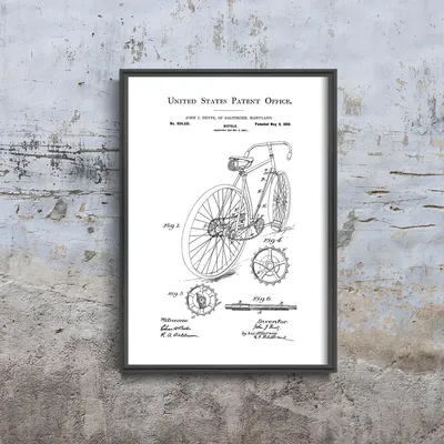 Produktbild von Poster - Canvas - Leinwand - 42 cm x 59,4 cm - Bike Hentz United States Patent