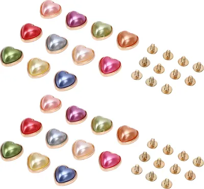 Produktbild von 22 Sets herzförmige Nieten 16 mm, verschiedene Farben, dekorative Herzperlnieten für Taschen, Schuhe, Jacken, Gürtel, Kleidung, Geldbörsen