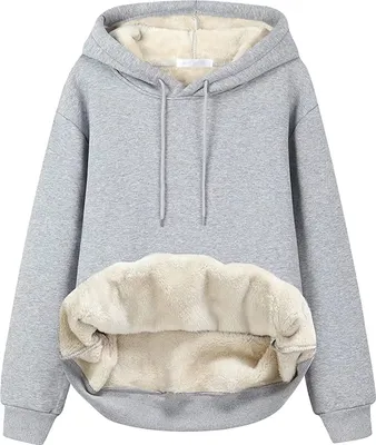 Image de ASKSA Femme Sweat à capuche en peluche Sweatshirt Oversized Haut avec poches, Gris, L