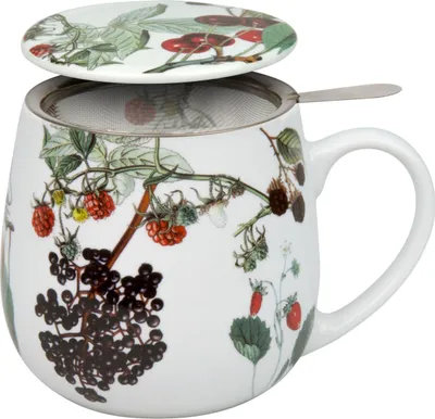 Obrázok produktu pre Könitz Hrnček so sitkom a viečkom Môj obľúbený čaj Ovocie, hrnček na čaj, šálka, porcelán, 420 ml, 11 5 143 2139