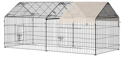 Produktbild von PawHut Freigehege mit Dach für Hamster, Kaninchen 220 x 103 x 103 cm Beige