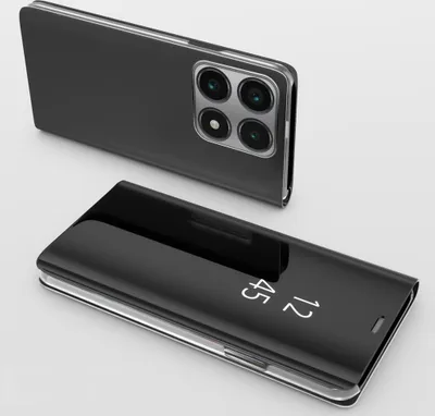 Produktbild von Handyhülle für Xiaomi 14T Pro Clear View Hülle Klapp Flip Hülle Bumper Cover Spiegel Mirror, Farbe: Schwarz