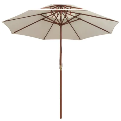 Image de vidaXL Parasol double pont 270×270 cm mât en bois blanc crème