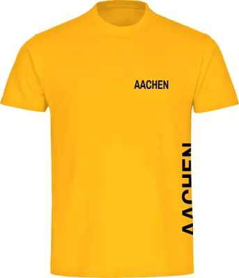 Produktbild von multifanshop Kinder T-Shirt - Aachen - Brust & Seite, gelb, Größe 140