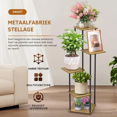 Image de Étagère à plantes - Escalier pour plantes - Support pour plantes - Étagère de rangement - Support pour plantes - Présentoir à fleurs