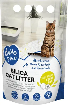 Image de Duvo+ Litière pour chat Premium Silica Citron blanc/jaune 5 l