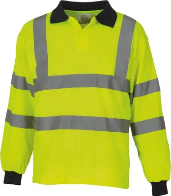 Productafbeelding van Yoko - Hoge zichtbaarheid polohemd voor heren/dames, uni, lange mouwen, model RW9589 (4XL) (geel)