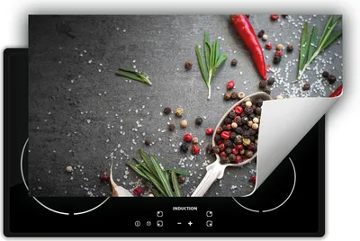 Produktbild von DarHaus Herdabdeckplatte 90x52 cm Anti Rutsch Matte Aufrollbar, Gewürze - Chilli