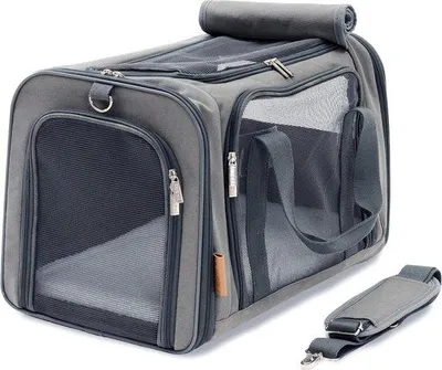 Zdjęcie produktu dla Klatka transportowa dla kotów PiuPet® I Idealna dla kotów I Solidna torba transportowa z dużym okienkiem I Wyjmowana mata z polaru I 50 x 26 x 28,5 cm