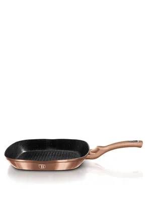 Produktbild von Berlinger Haus Grillpfanne BH-1521 28 cm Roségold mit Soft-Touch Silikongriff und dreilagiger Granitbeschichtung