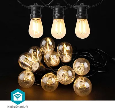 Obrázok produktu pre Nedis SmartLife dekoračné svetlá - Párty svetlá - Wi-Fi - Teplá biela - 10 LED - 9,00 m - Android - Priemer lampy: 45 mm