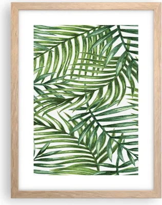 Produktbild von Gerahmtes Poster - Rahmen in heller Eiche - Palme Blatt grün - 30x40 cm - Wand Bild - Wanddeko - Wandbilder - Kunstposter - Wandposter - Bilderrahmen - Bilder - Kunstdruck - Wandbild - P2NPA30x40-3777