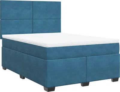 Productafbeelding van vidaXL Boxspringbed met matras, blauw, 140x200 cm, fluweel