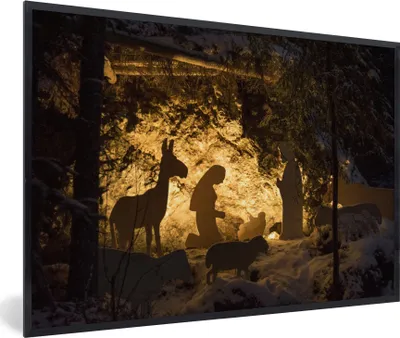 Produktbild von MuchoWow® MuchoWow® Gerahmtes Poster Krippe - Weihnachten 30x20 cm - Poster mit zchwarzem Bilderrahmen - Kunstdruck - Bild-Poster