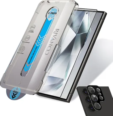 Zdjęcie produktu dla 1-pak Samsung Galaxy S24 Ultra Szkło ochronne na ekran & 1-pak ochrona obiektywu - Szkło hartowane | [Automatyczna instalacja] - Bez bąbelków