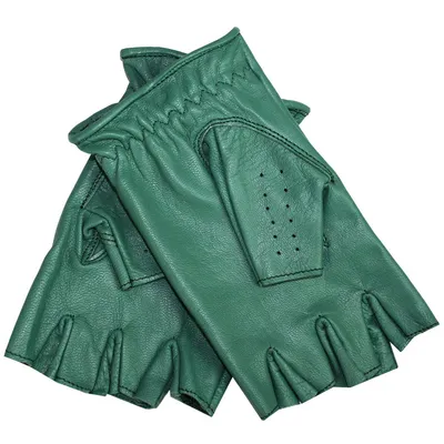 Produktbild von Driving Halbfinger Fingerlose Autofahrer-Handschuhe Lederhandschuhe, Größe:8=M, Farbe:Mintgrün
