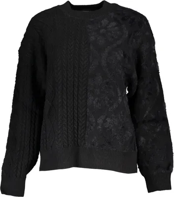 Image de Pull à col roulé stylé pour femmes, noir avec détails et logo
