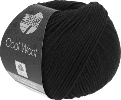 A ball of black yarn with a label.