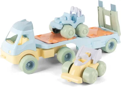 Produktbild von Dantoy Pastell Spielzeug Abschleppwagen mit Autos - nachhaltiges Spielzeug