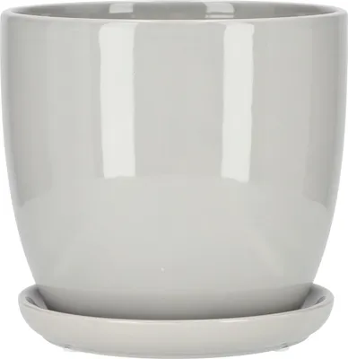 Image de KOTARBAU® Céramique Pot de fleur Cache-pot pour fleurs plantes ⌀ 15 cm avec égouttoir Gris