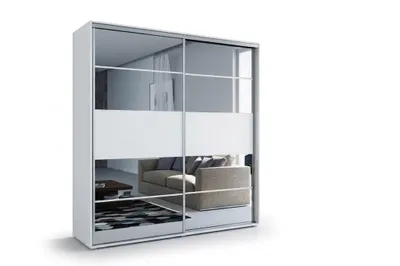 Zdjęcie produktu dla Szafa A6 biała, przesuwna z lustrem - 100 x 62 x 245 cm