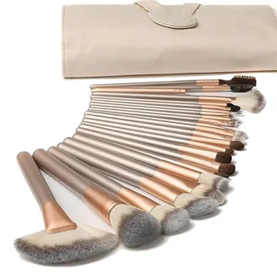 Produktbild von â 18 Stück Professionelle Kosmetik Make-Up Pinsel Werkzeuge Kosmetik Make-Up-Pinsel-Set Mit Roll Up Kunstleder Tasche, Holzgriff