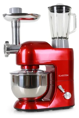 Küchenmaschine 1200W, 5L Rührschüssel, Fleischwolf, rot