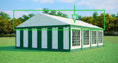 Obrázek produktu pro Náhradní střešní plachta pro párty stan 6x8 m – PVC 500 g/m², boční výška 2 m, bez konstrukce - Zeleno-bílá